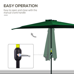 9.8ft Half Umbrella Semi Round Patio Parasol with Crank Handle, Top Vent for Garden – view 14