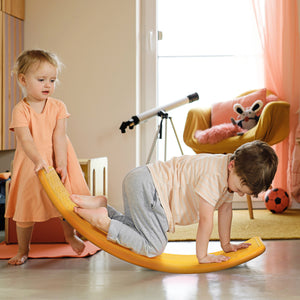 Qaba 32.3" Balance Board, Wobble Board Kids Curvy Rocker Board, Ended Preschool Learning Montessori Waldorf Toy, Ages for 3-6 Years Old