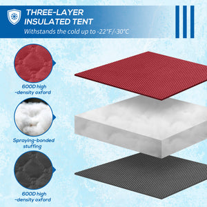4 Person Insulated Ice Fishing Shelter, Pop-Up Portable Ice Fishing Tent with Carry Bag and Two Doors for – view 18