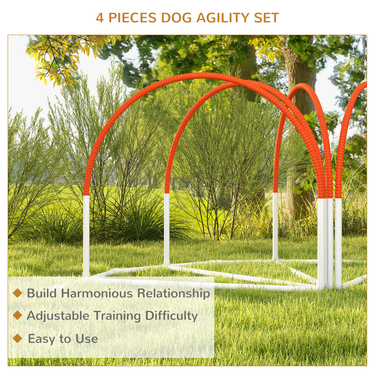 Dog Agility Kit Pet Obstacle Course Training Equipment Outdoor with Weave Poles, Carry Bag, Black – view 11