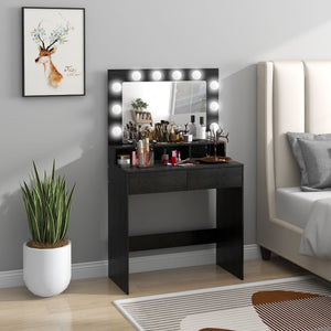 Vanity Table, Makeup Dressing Table with LED Lighting Mirror, Drawers, for Bedroom, Black – view 6
