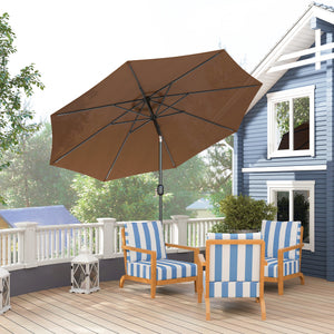 10' x 8' Round Market Umbrella, Patio Umbrella with Crank Handle and Tilt, Outdoor Parasol for Garden, Blue – view 14