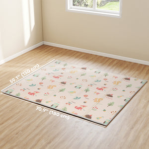 Qaba Foldable Baby Plat Mat, 71" x 59" Kids Floor Mat for Crawling and Learning, Number & Animal Theme