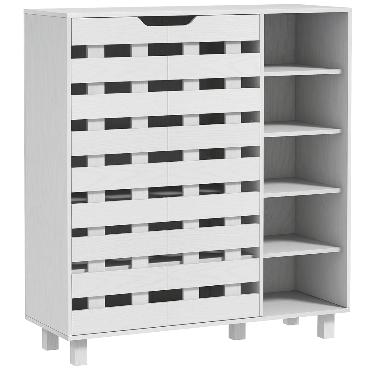 Shoe Cabinet, 21 Pair Shoe Storage Cabinet Organizer with 5-tier Double Door Cupboard and 5-tier Open – view 2