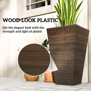 Tall Planter for Outdoor Plants Set of 3, 28 Inch Taper Planter with Drainage Holes, Bronze – view 12