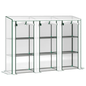 Lean-to Greenhouse with 3 Tier Shelves, Mini Greenhouse with 3 Roll-Up Doors for Indoor Outdoor, Green – view 8