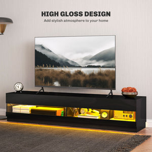 Lighted TV Stand for TVs up to 75", TV Cabinet with Storage for Living Room, High Gloss White – view 11