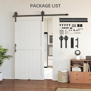 36inx84in Barn Door with 6FT Sliding Door Hardware Kit, Handle, Upgraded Rollers and Floor Guide – view 13