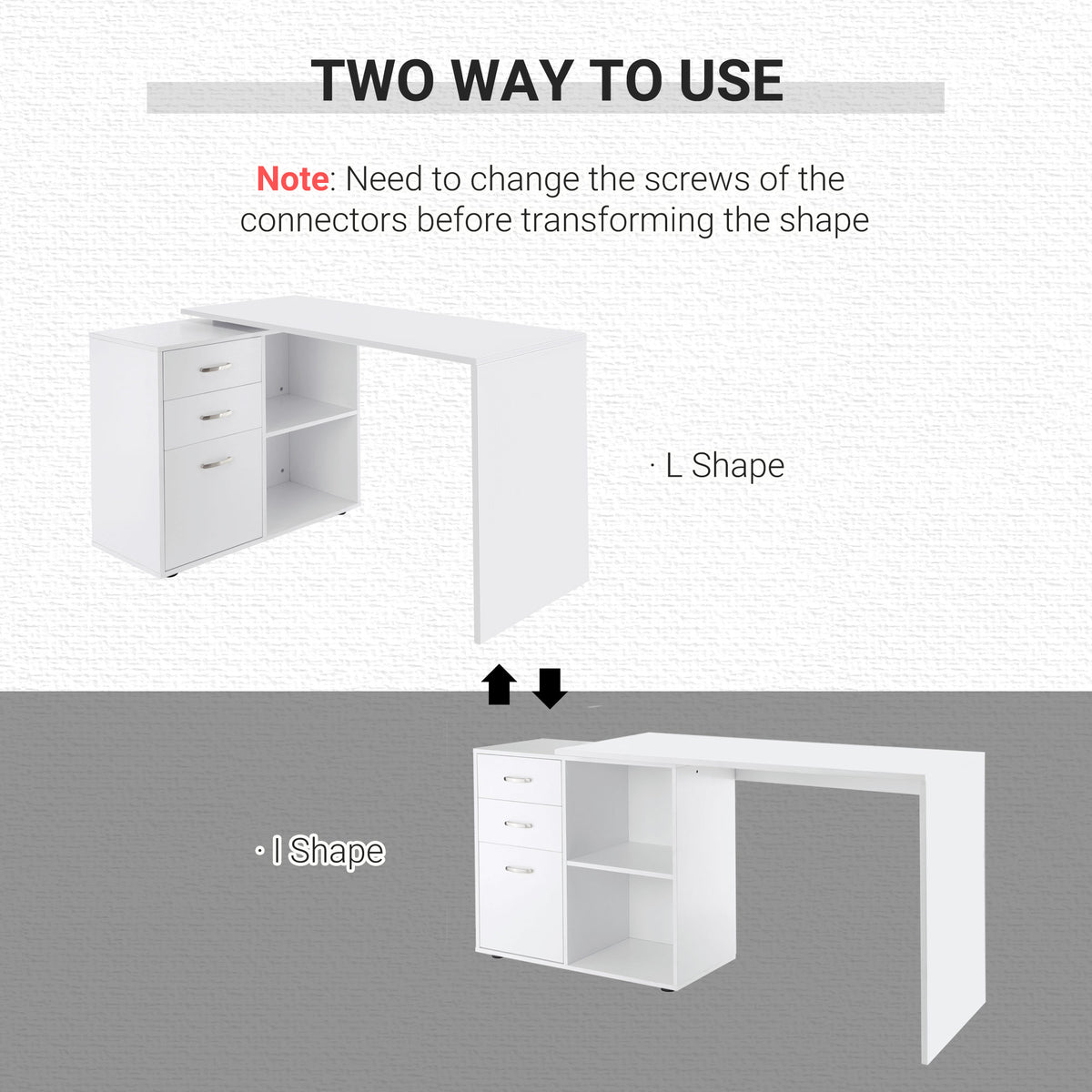 L-Shaped Corner Straight Writing Desk with Storage Shelf, Drawer – view 10
