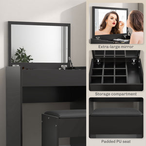 Modern Vanity Set with Makeup Table and Cushioned Stool – view 12