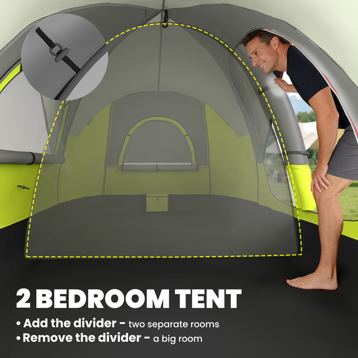 Camping Tent for 6 Man with 2000mm Waterproof Rainfly and Carry Bag for Fishing Hiking Festival, Dark Green – view 18