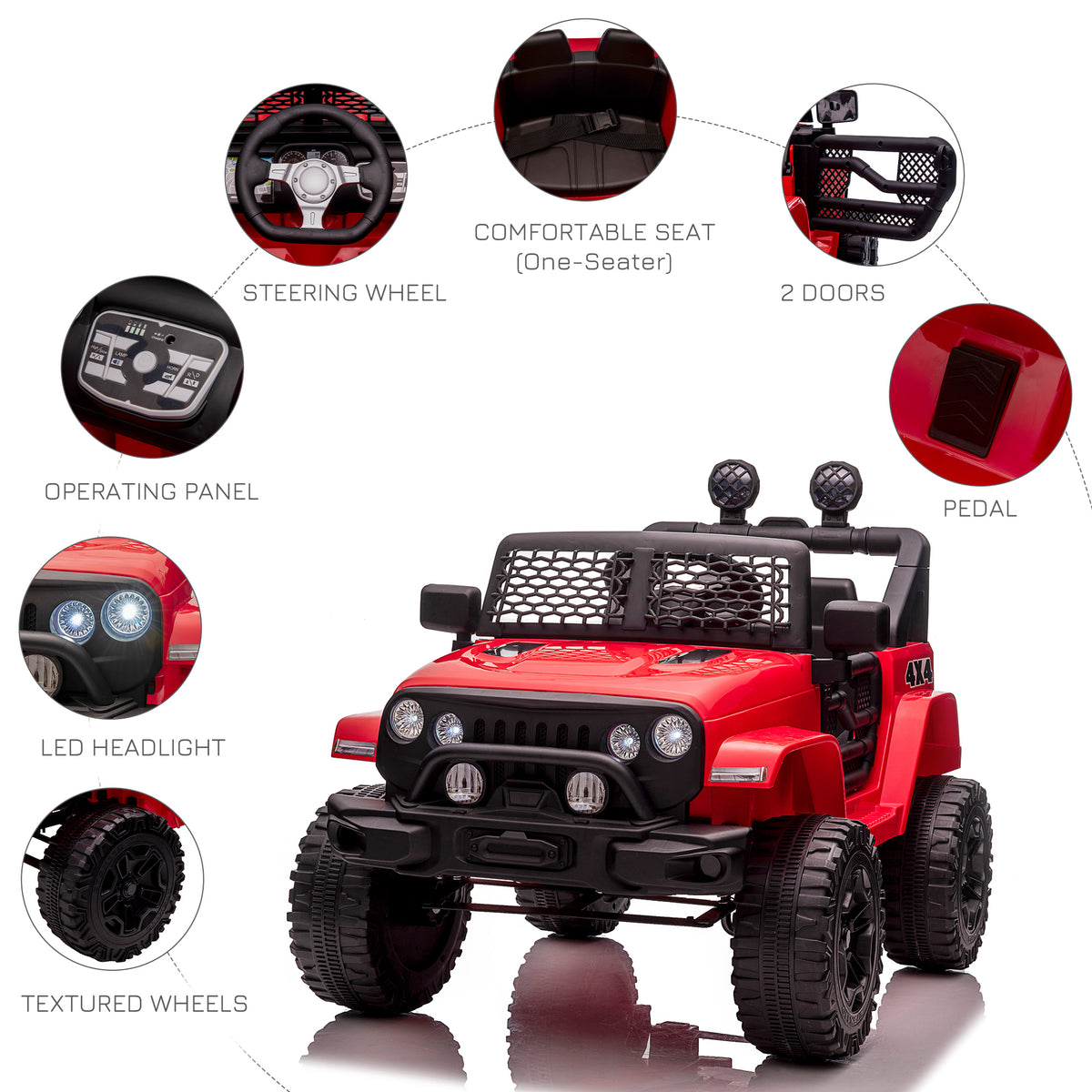 Aosom 12V Battery Powered Kids Ride On Car Off Road Truck Toy w/ Parent Remote