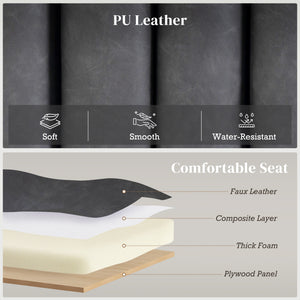 Bedroom Bench PU Leather End of Bed Bench with Cylindrical Seat and Metal Legs for Bedroom Living Room – view 3