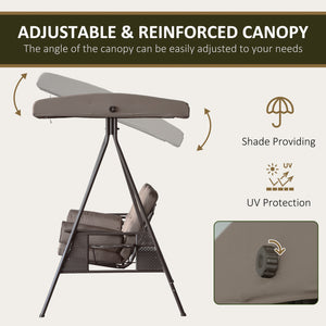 3 Seater Porch Swing Heavy Duty Outdoor Swing Chair Outdoor Lounge Hammock Cushioned Seat W/ Tilt Canopy – view 5