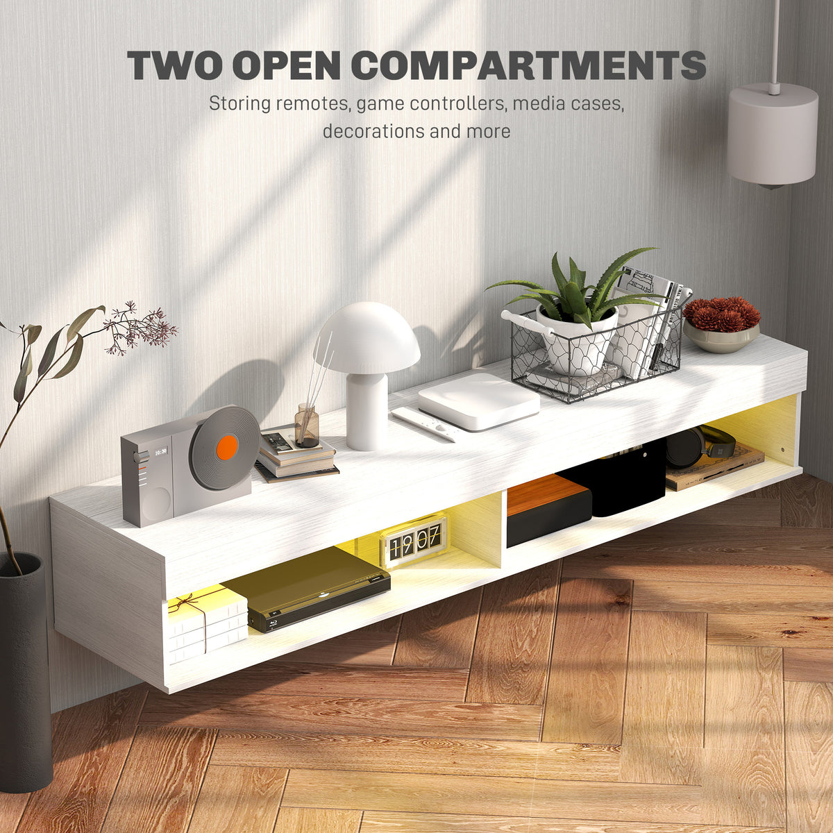 Modern Wall Mounted TV Stand with Storage and LED Lights for TVs up to 75" – view 13