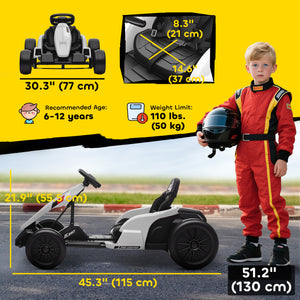 Qaba 24V Electric Go Kart with Dual 150W Motors, Adjustable Seat & 11.2MPH High Speed, Slow Start, 5-Point Harness
