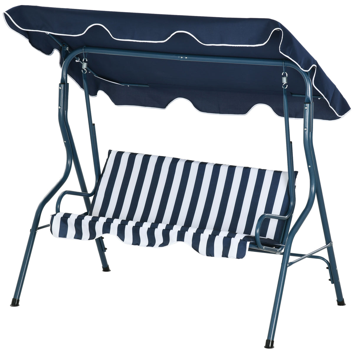 Outdoor Porch Swing with Adjustable Canopy, 3-Seater Patio Swing Chair with Cushion, Black – view 8