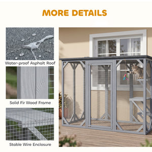 71"L Catio Outdoor Cat Enclosure, Indoor Cat Cage, Pet House, Small Animal Hutch for 1-2 Rabbit, Kitten – view 11