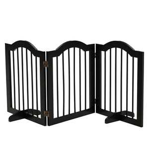 24"H Foldable Dog Gate, 3 Panels Freestanding Pet Gate Barriers Indoor with Support Feet – view 2