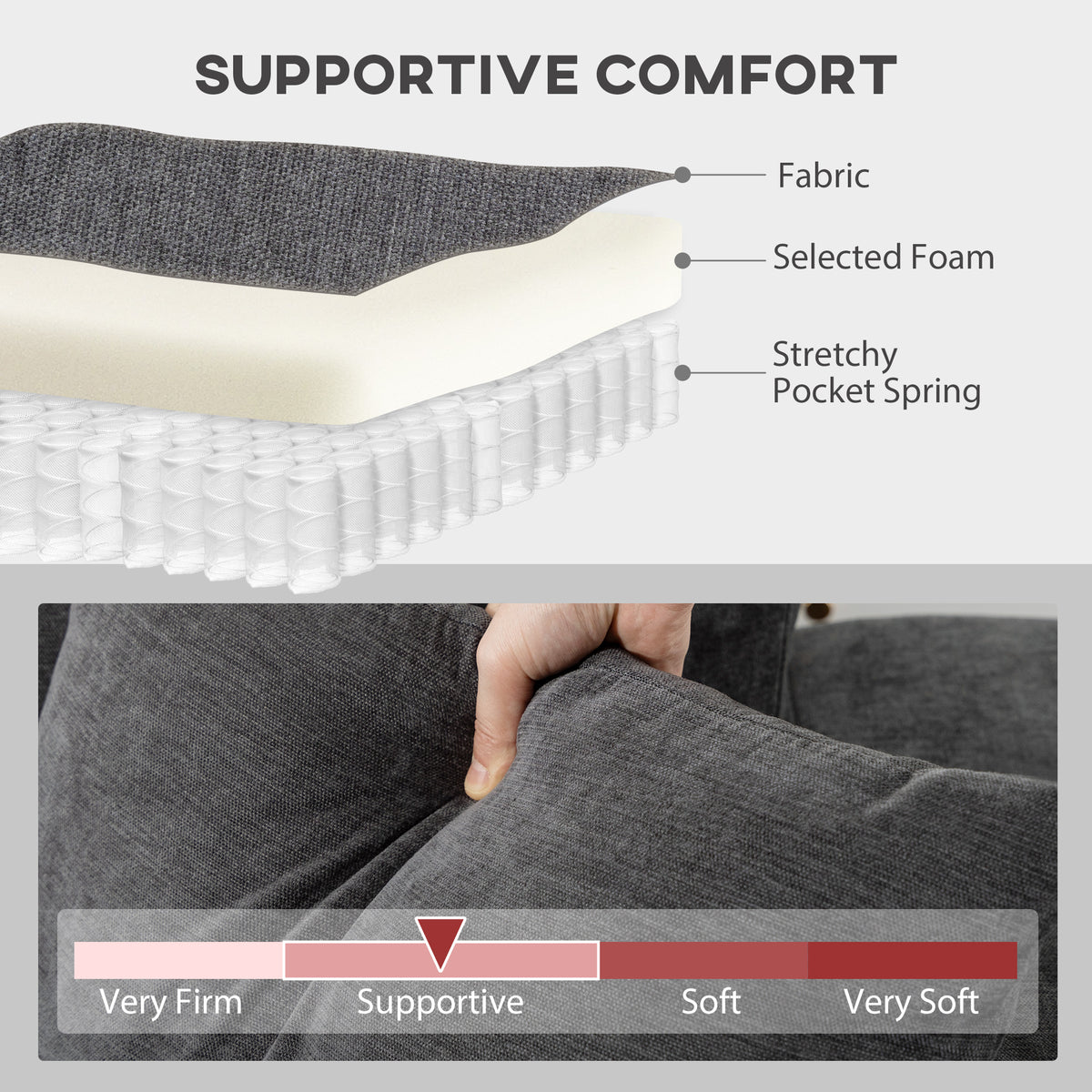 Sectional Couch with Integrated Seat, 3 Seater L-Shaped Sofa with Changeable Chaise, Spring Cushion – view 12