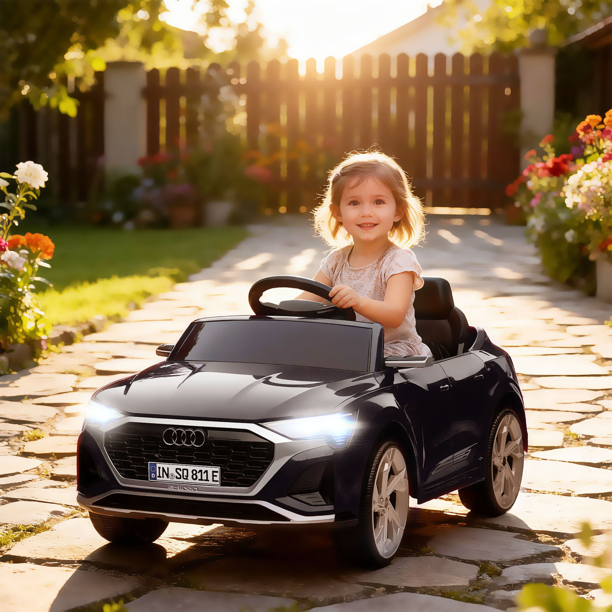 Qaba 12V Battery Powered Kids Electric Car, Audi Q8 etron Sportback Licensed Ride on Car w/ Remote Control