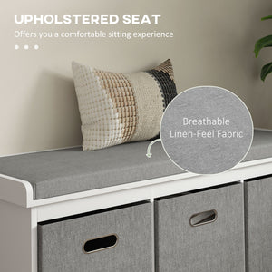 Shoe Storage Bench with Seat, Entryway Bench Seat with Cushion, 3 Fabric Drawers for Hallway, Dark Grey – view 17