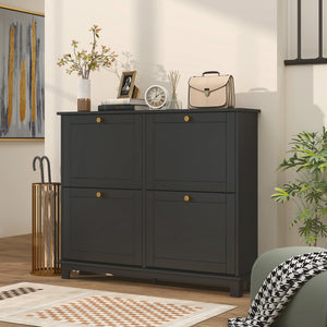 Modern Shoe Storage Cabinet, Narrow Shoe Cabinet with 4 Flip Drawers, Adjustable Shelves – view 6