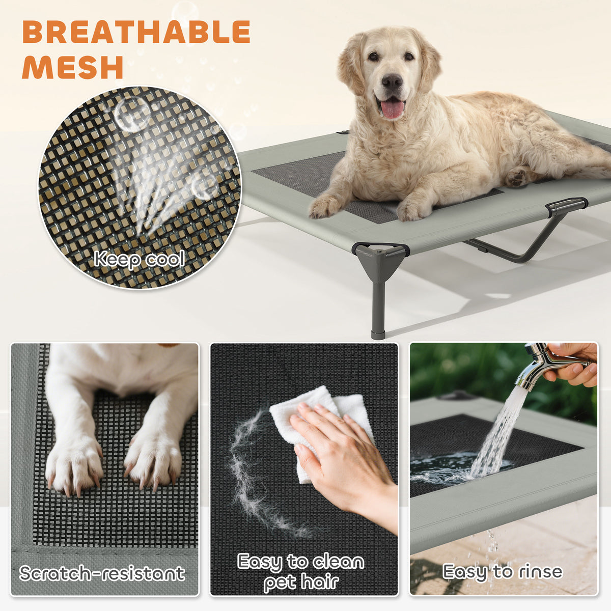 Elevated Dog Bed with Canopy Raised Dog Bed  Washable Mesh Steel Frame 41.7" x 29.9" x 39"