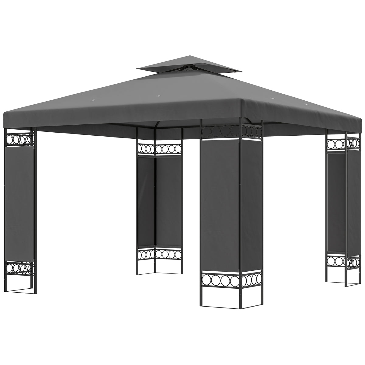 10 x 10 FT Canopy Gazebo, Double Roof Patio Gazebo with Screen Panels and Metal Frame for Deck, Backyard – view 15
