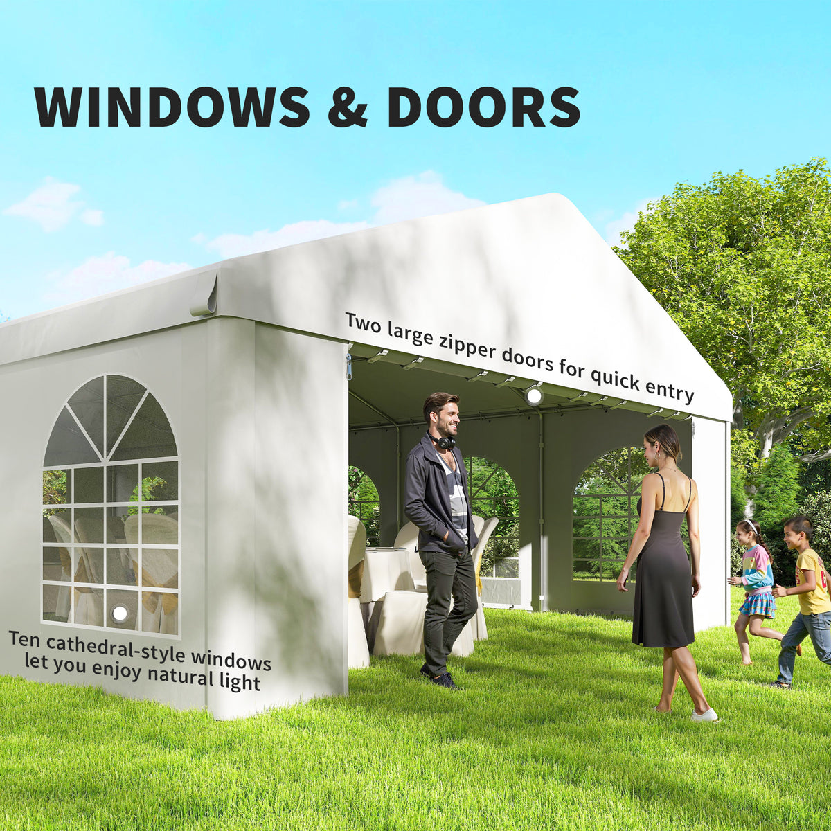 16'x32' Heavy Duty Large Party Tent & Carport with Removable Sidewalls, Portable Garage Canopy Tent, White – view 18