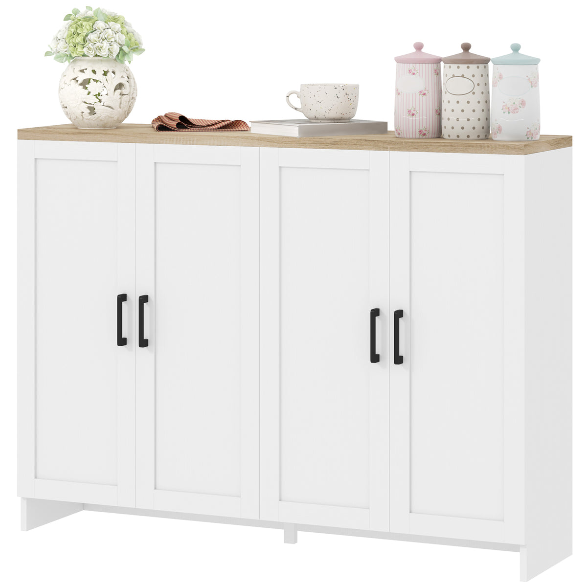 Modern Sideboard Buffet Cabinet, Modern Kitchen Storage Cabinet with 3 Doors Adjustable Shelves – view 22