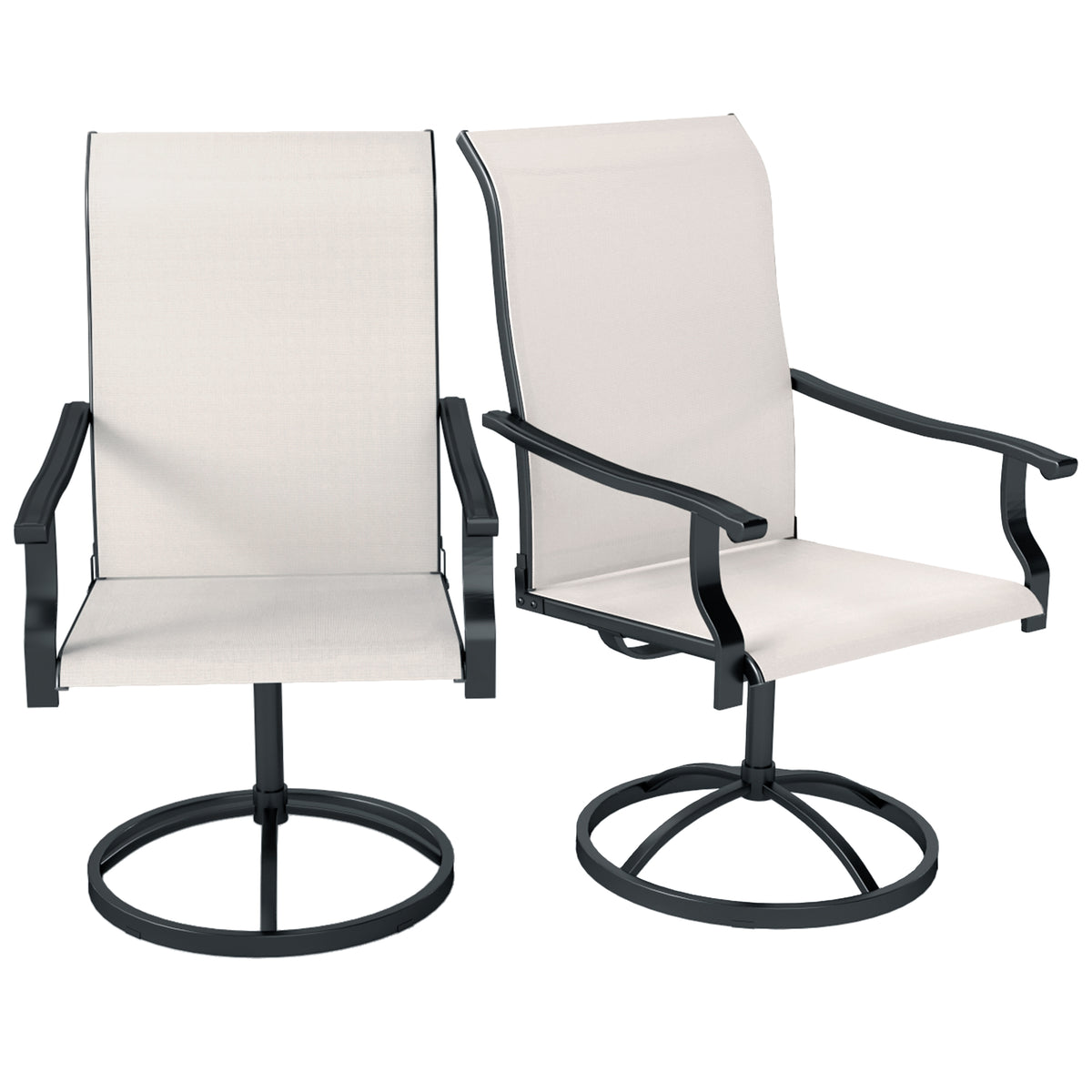 Outdoor Swivel Dining Chairs Set of 2, High Back Swivel Chairs with All Weather Mesh for Deck, Backyard