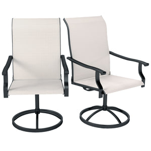 Outdoor Swivel Dining Chairs Set of 2, High Back Swivel Chairs with All Weather Mesh for Deck, Backyard
