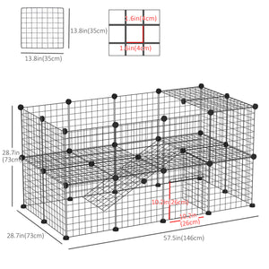 40 Pcs Small Animal Cage Bunny Hutch Portable Metal Wire with Ramps for Kitten Chinchilla, Black