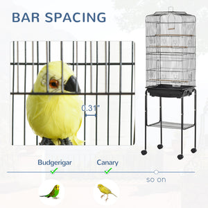 62" Rolling Bird Cage Cockatoo House Play Top Finch Pet Supply with Storage Shelf, Wheels - Black – view 5