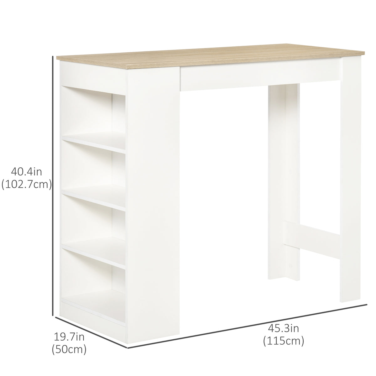Bar Table, High Top Pub Table with 4 Storage Shelves, Modern Bar Height Table for Home Bar, Kitchen, Grey – view 9