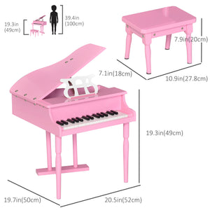 Modern Kids Piano, 30 Keys, Set of 2, Mini Toy for Child, Grand Piano with Music Stand and Bench – view 9