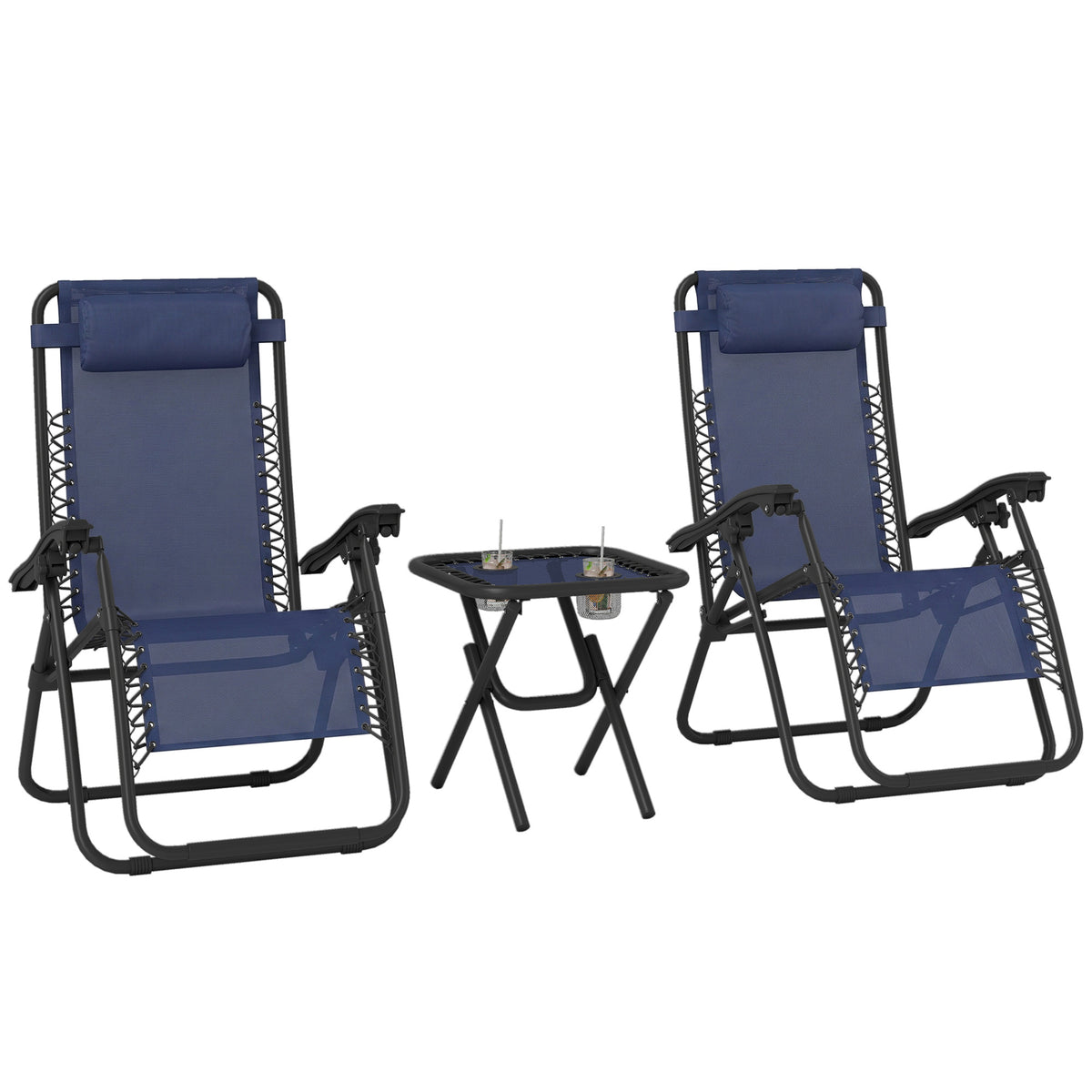 Zero Gravity Chair Set of 2 Patio Chair with Side Table Cupholders and Pillows for Pool, Backyard, Lawn – view 8