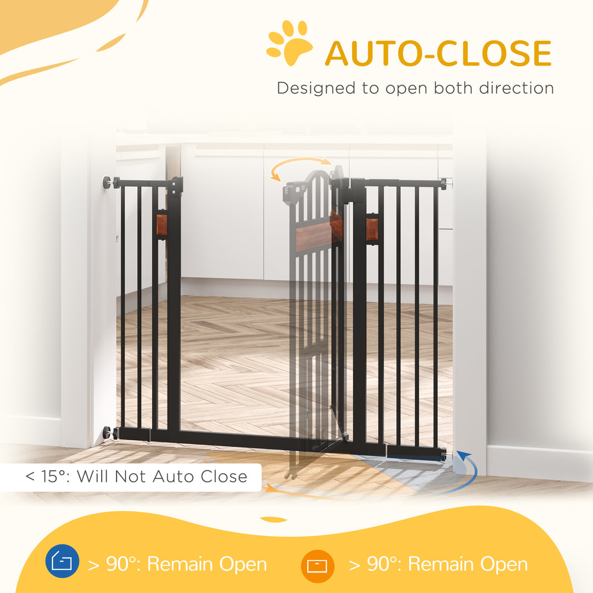 29.1''-31.5'' Extra Wide Dog Gate with Cat Door, 30"H Stair Gate with Extension, Wall Cups, Pressure Fit – view 11