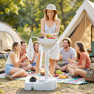 Portable Camping Sink — Hand Wash Station Basin with Recovery Tank, Soap Dispenser and Towel Holder