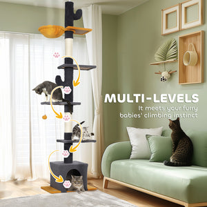 Floor to Ceiling Cat TreeTower with 90.5"-108" Adjustable Height, Scratching Posts, Hammock, Condo – view 5