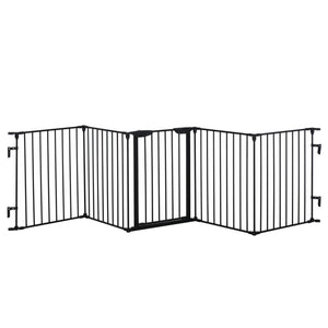 Foldable Dog Playpen Indoor for Small Medium Dogs with Door, for Stairway, Doorway, Hallway, Black