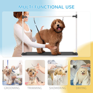 Adjustable Dog Grooming Table with 2 Safety Slings, Storage Basket, Black – view 6