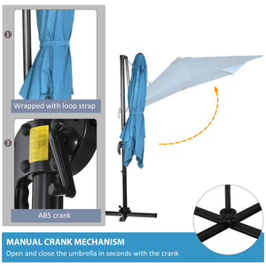 8' x 8' Square Patio Hanging Offset Umbrella with 360° Rotation – view 29