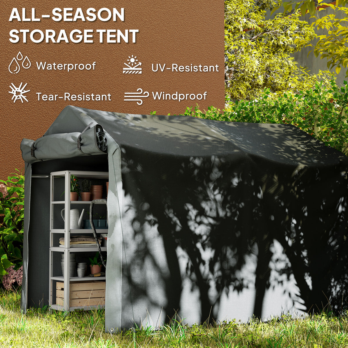 Outdoor Storage Shed, UV Resistant Bike Tent with Roll-up Zipper Door, Portable Shed for Bike, Motorcycle – view 10