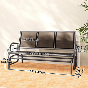 3-Seat Outdoor Glider Chair, Patio Rocking Chair, Steel Frame, Sling Fabric Seat for Garden, Backyard – view 2