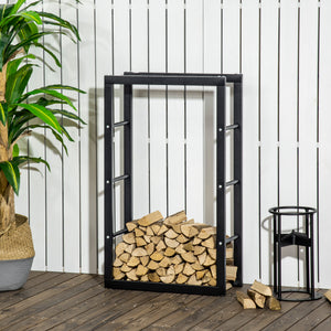 15.7" x 9.8" x 39.4" Firewood Rack Outdoor, Log Holder Fireplace Storage Rack with Handles and 220 lbs. – view 14