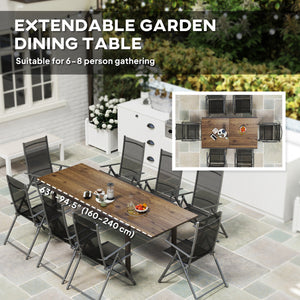 63"-94.5" Extendable Patio Dining Table for 6-8 Person, Outdoor Dining Table with Aluminium Edging – view 3