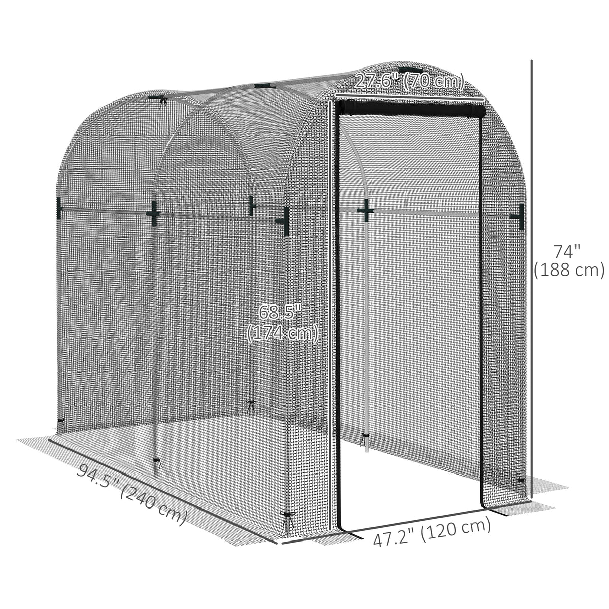 Galvanized Steel Crop Cage, Plant Protection Tent with Zippered Door, 4' x 4', Black – view 16