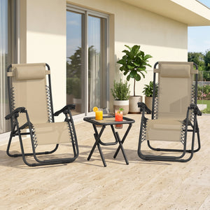 Zero Gravity Chair Set of 2 Patio Chair with Side Table Cupholders and Pillows for Pool, Backyard, Lawn – view 28